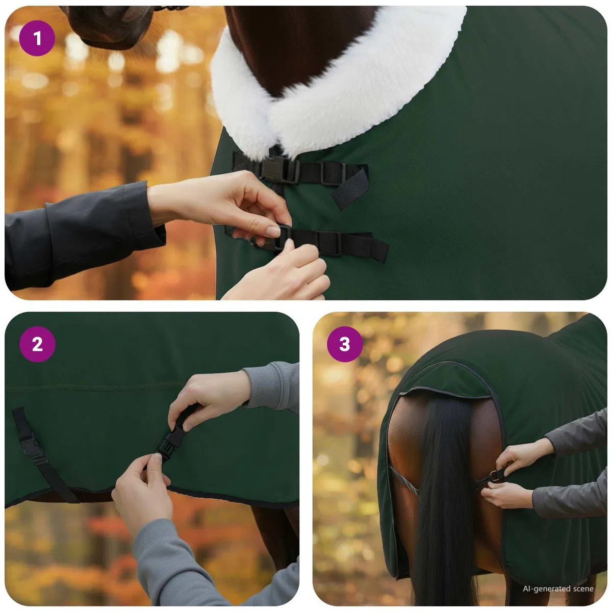 vidaXL Manta para Caballo Verde Oscuro Completo 145 cm Forro Polar, Manta Moderna para Caballos, Invierno, Forro Polar, Equipo Ecuestre, cálido, Ajustable