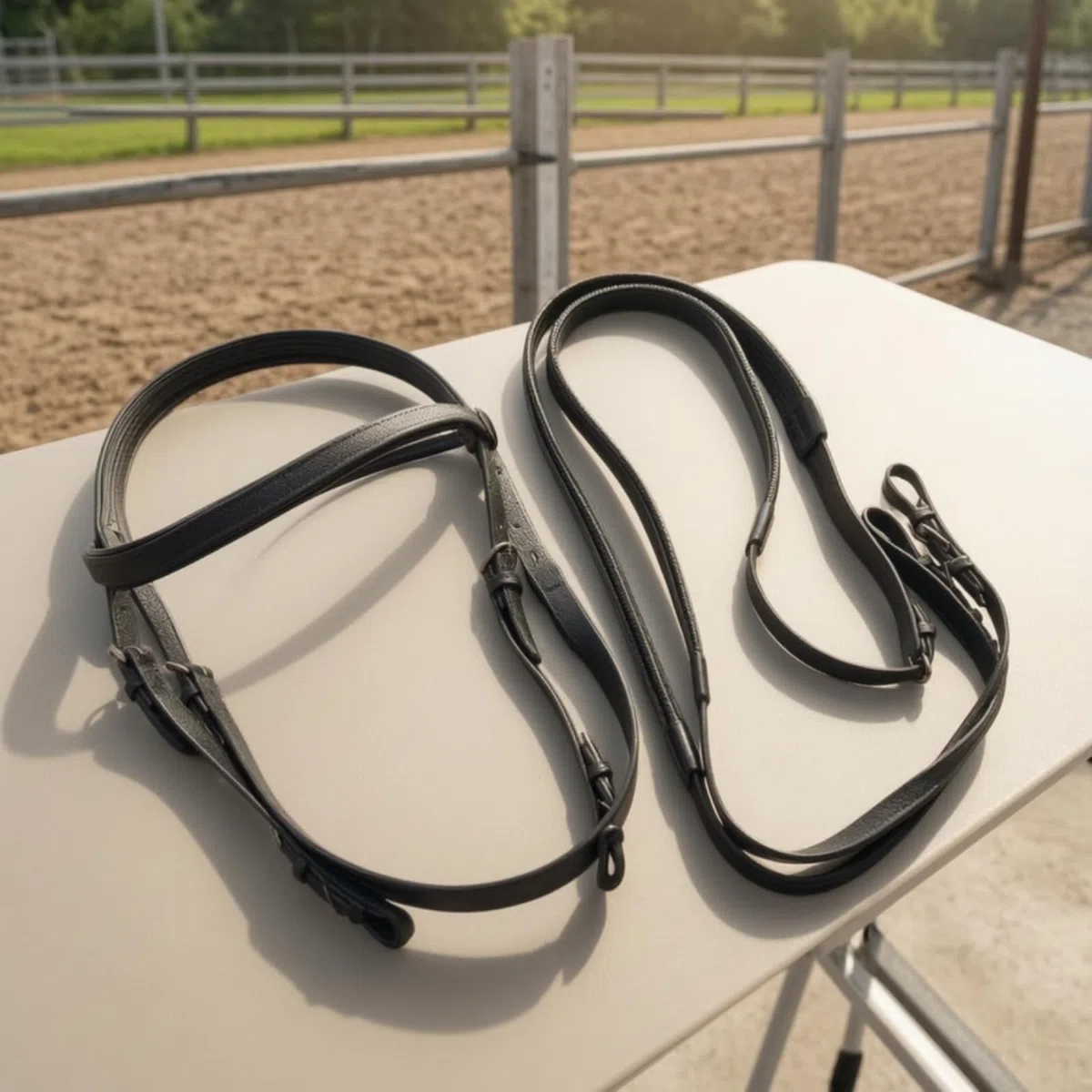 Brida PVC con Riendos Table Cabezada Montar con Riendos Impermeable Cabezada Hebilla Liberación Rápida para, Entrenamiento