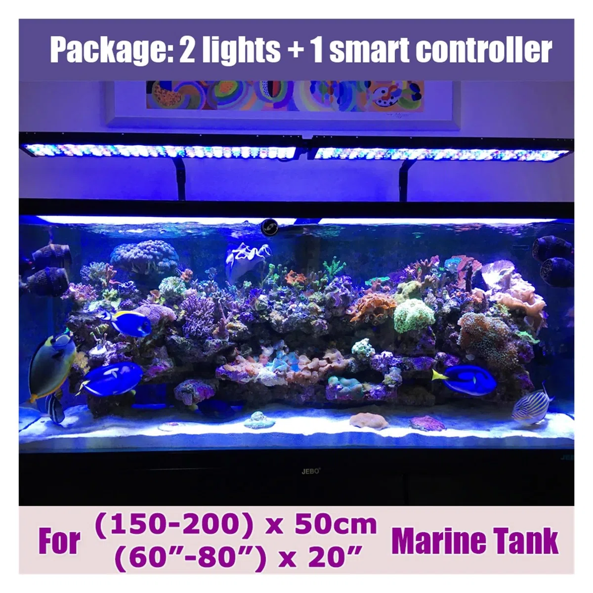 Luz del acuario, 2 uds acuario Led iluminación arrecife marino luz for agua de mar acuario arrecife Led acuario marino Coral tanque lámpara(With Arm Kit)