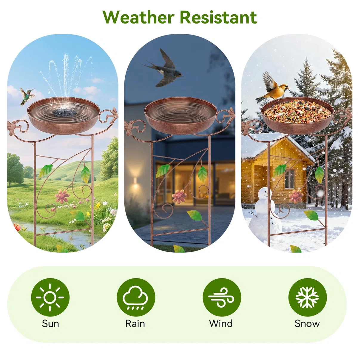 CADUKE Lote de 2 bebederos para pájaros con Enrejado para jardín, bebederos de Metal de 103 cm de Altura con Motivos de colibríes, bebederos Decorativos con comederos para jardín, Patio y césped