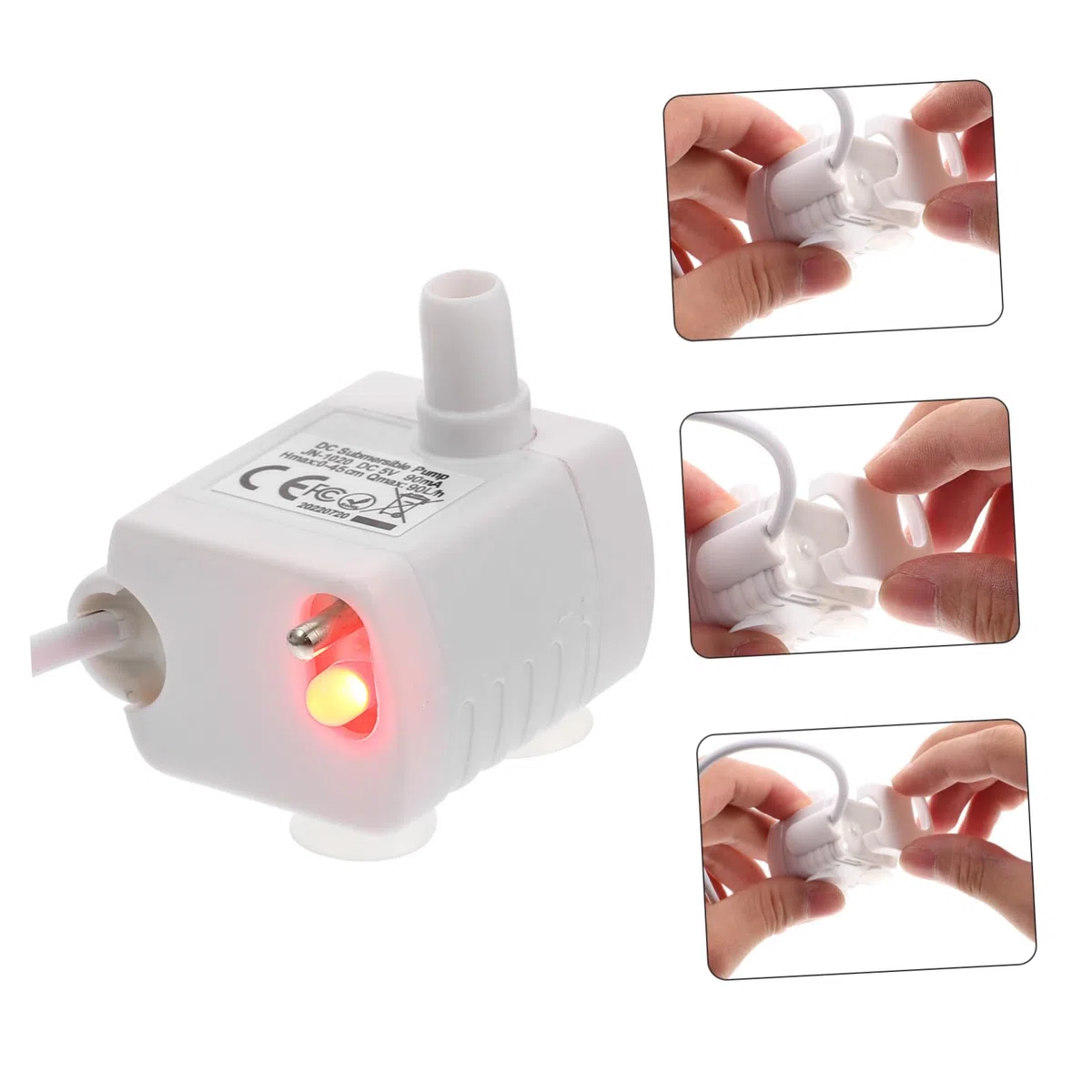 Mikikit Mini Bomba de Fuente para Gatos, Bomba de Repuesto Submersible ABS, Funcionamiento Silencioso, Cable USB, para Dispensador de Agua
