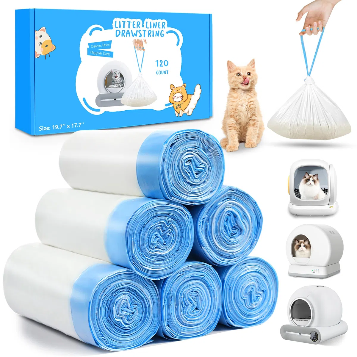 120 bolsas automáticas de polietileno de alta densidad compatibles con MeoWant MW-SC01 MW-SC02 de 1.5 mil de grosor, 22 libras máximo, desechables, resistentes, sin olor, transparente 17.7 x