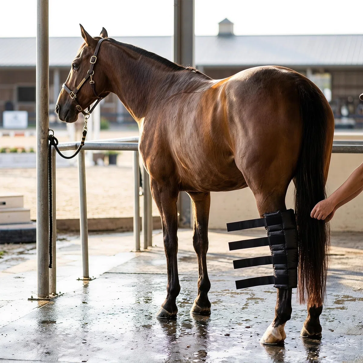 Botas Refrigerantes para Caballos con Gel Refrescante, Nylon Negro