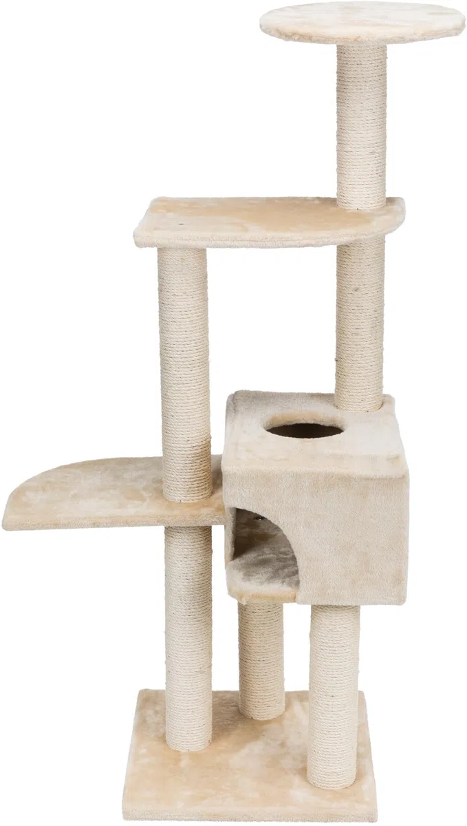 TRIXIE 43861 Poste Rascador Alicante, 142 cm, Beige | Superficie de sisal resistente y almohadillas suaves: proporciona diversión a los gatos, juego y retiro relajado