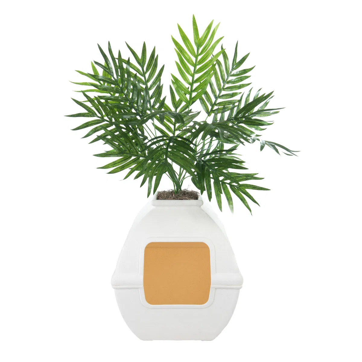 Good Pet Stuff, The Courtyard - Caja de Arena Oculta, Plantas Artificiales y Caja de Arena Cuadrada Cerrada para Gatos, Filtro ventilado y de Olor, fácil de Limpiar, Abedul Blanco