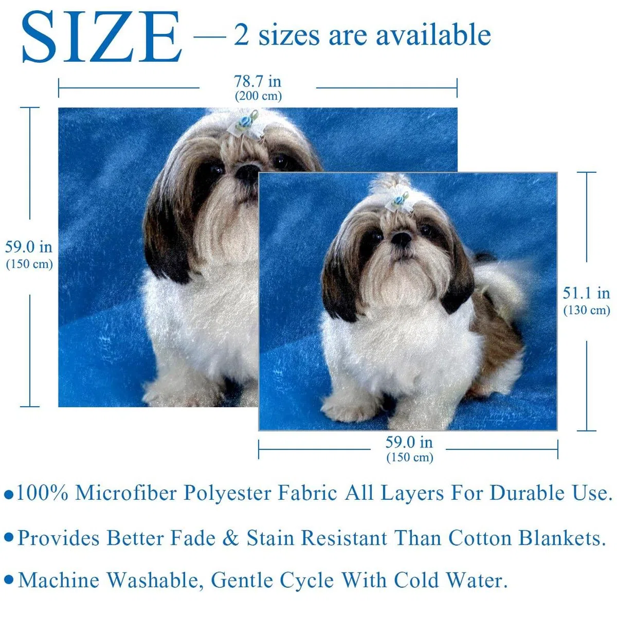 Manta de forro polar, súper suave, lujosa manta de cama Shih Tzu perro cachorro