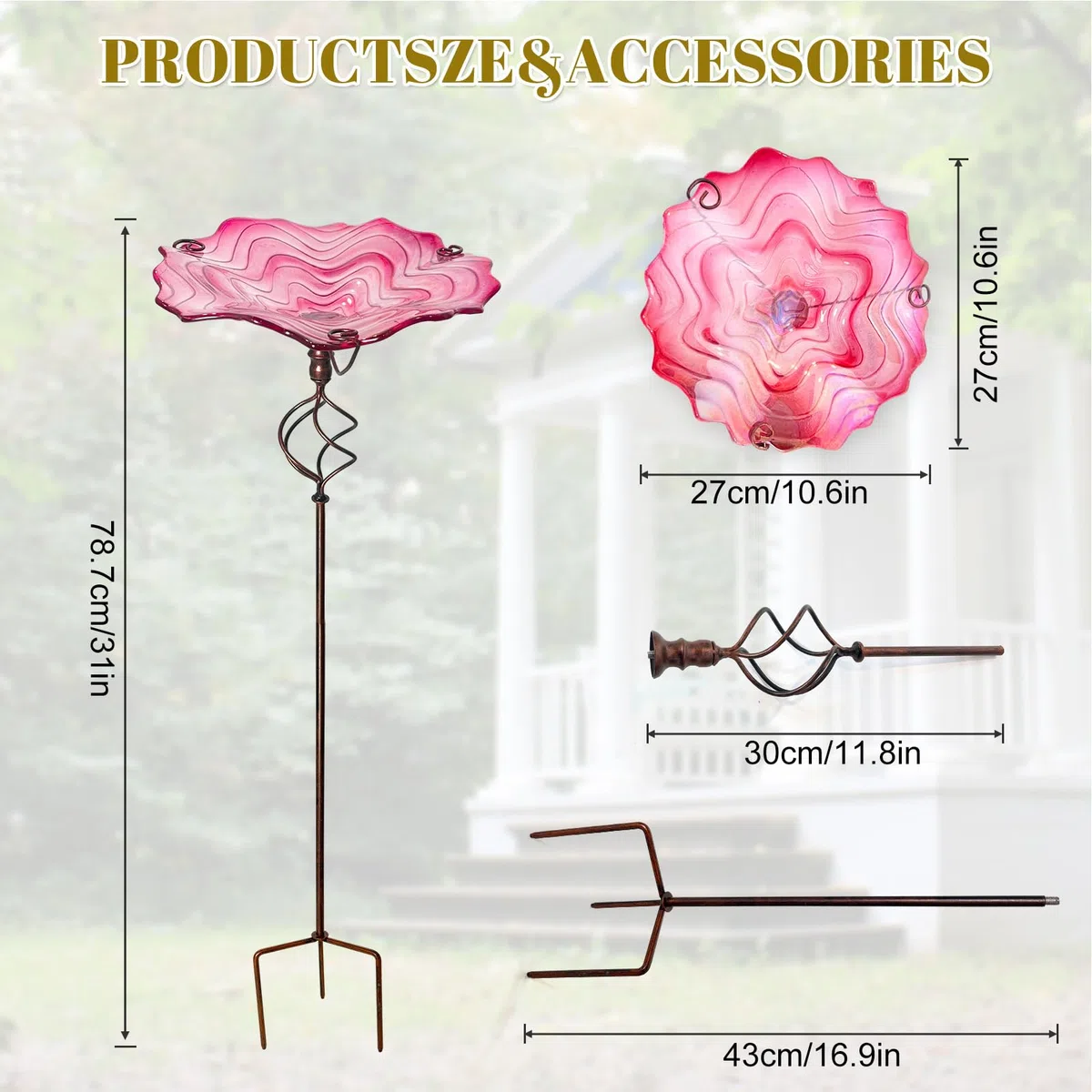 Bebedero Para Pájaros Para Exterior Bebedero Y Con Estaca Para Suelo | Bebedero Para Pájaros De Pie Para Jardín En Metal Para Patio Jardín Balcón Césped Animales Loro Periquito
