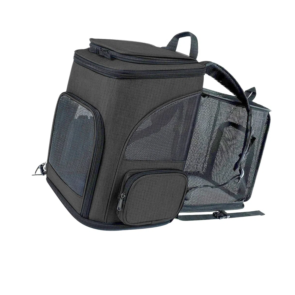 Mochila transportadora para Mascotas, transportadora expandible para Perros y Gatos, Mochila de Viaje Plegable y Transpirable para Mascotas pequeñas y Medianas de hasta 18 Libras (Negra)