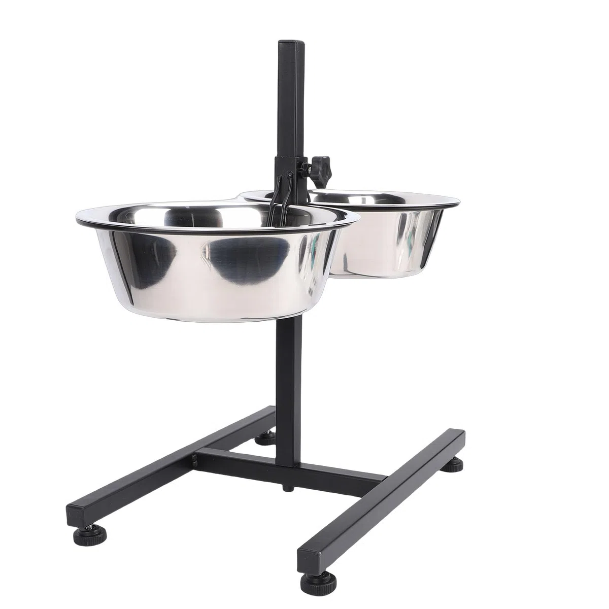 TOPINCN Soporte Elevado para Cuenco para Perros con 2 Cuencos de Acero Inoxidable, Ajustable de 3,2 a 11,8 Pulgadas, Estación de Alimentación Antideslizante para Perros Pequeños,