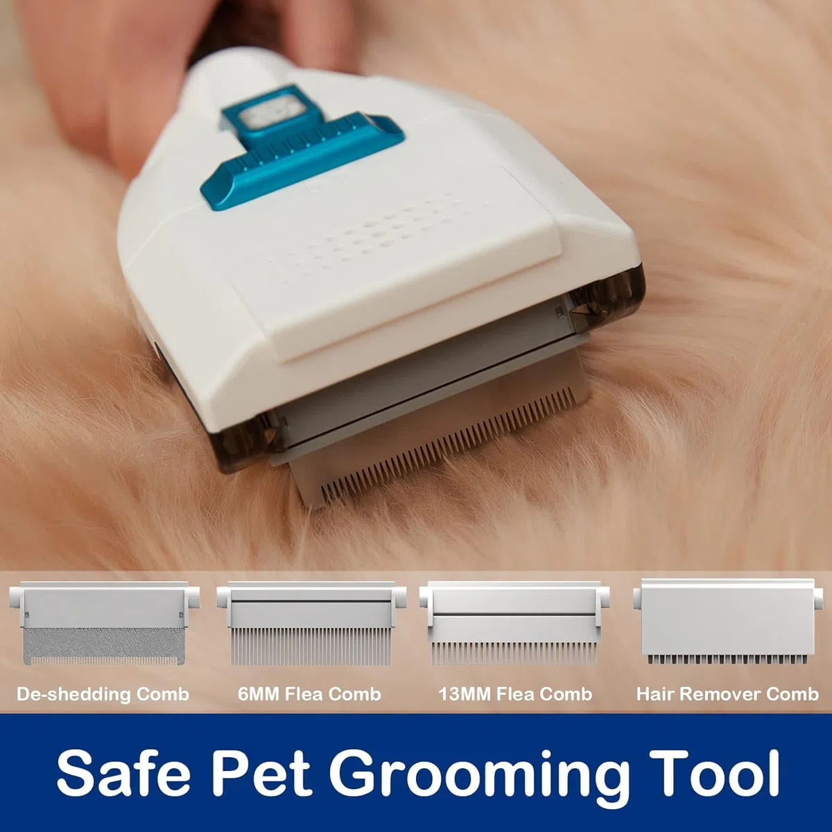 Aspiradora para perros con un máximo de 3.4 litros para quitar el pelo de mascotas y limpiar, con 4 herramientas de aseo, aspiradoras eléctricas de pelo para perros, gatos, mascotas (azul)