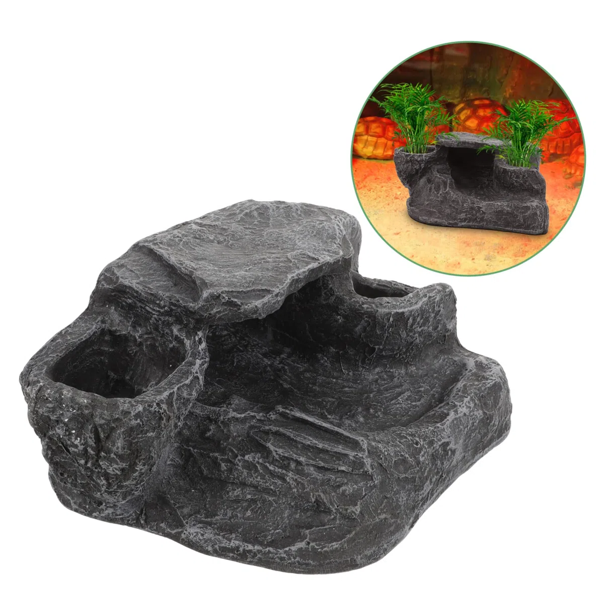 Happyyami Plataforma De Basking para Tortugas De Decorativa Rampas Simuladas para Terrarios y Acuarios para Reptiles como Lagartos y Tortugas Multi-Funcional y Duradera