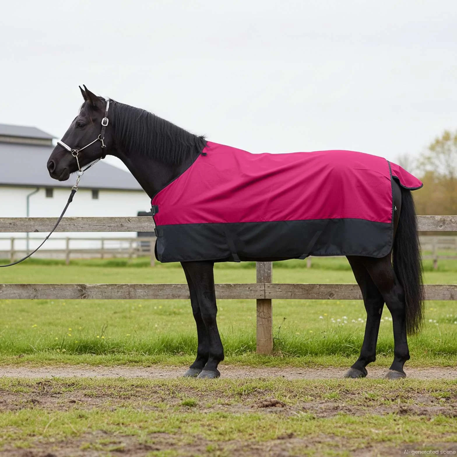 Manta para caballo rosa y negro, 75 cm, poliéster, impermeable, transpirable, resistente al viento, para establo, pasto, exterior, transición, invierno, verano, protección