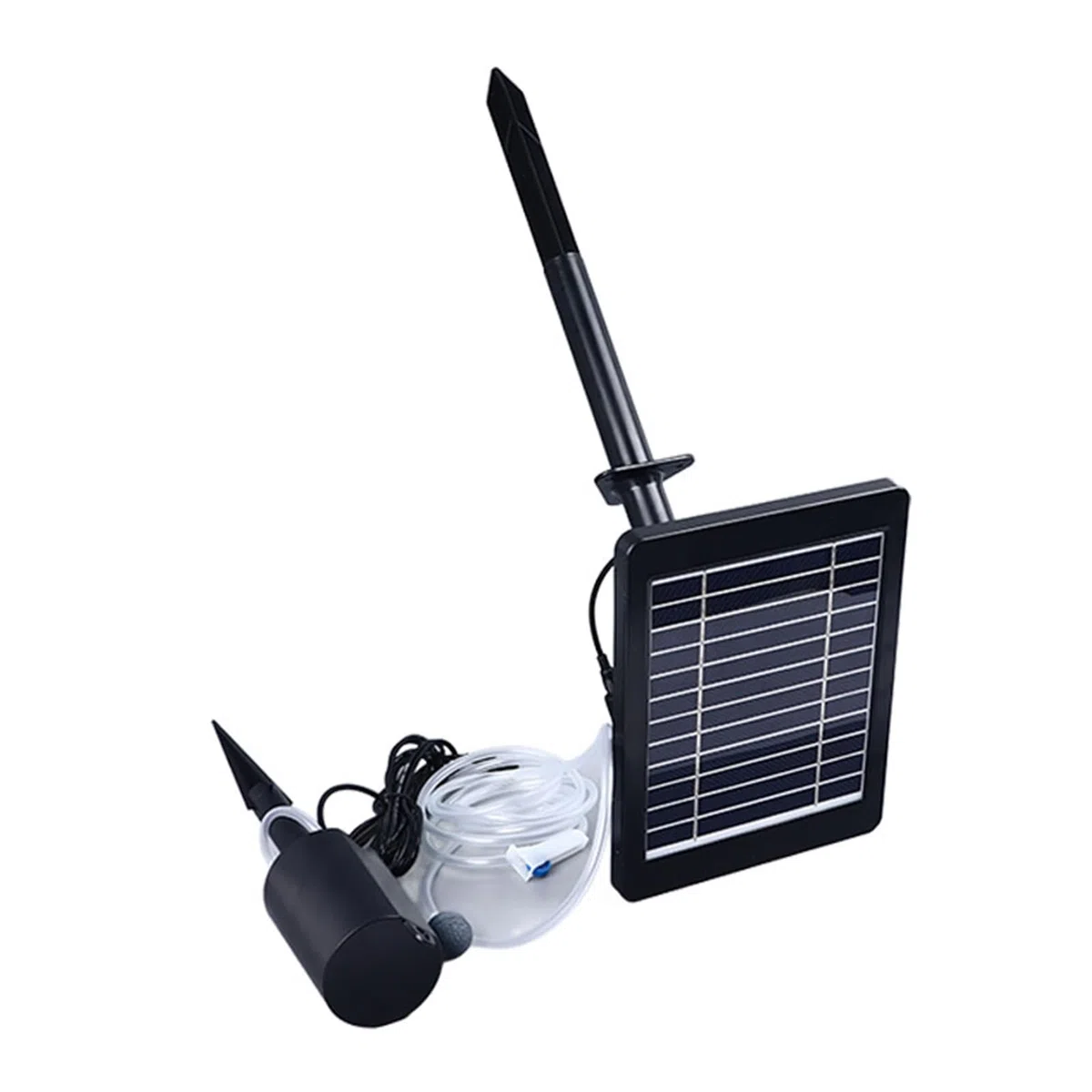 Fabater Bomba de Aire Hidropónica Solar Inserción en el Suelo Bomba de Oxígeno con Energía Solar de 3 Engranajes con Respaldo de Batería de 2200 MAh para Estanque de Peces Al Aire Libre, Acuario e