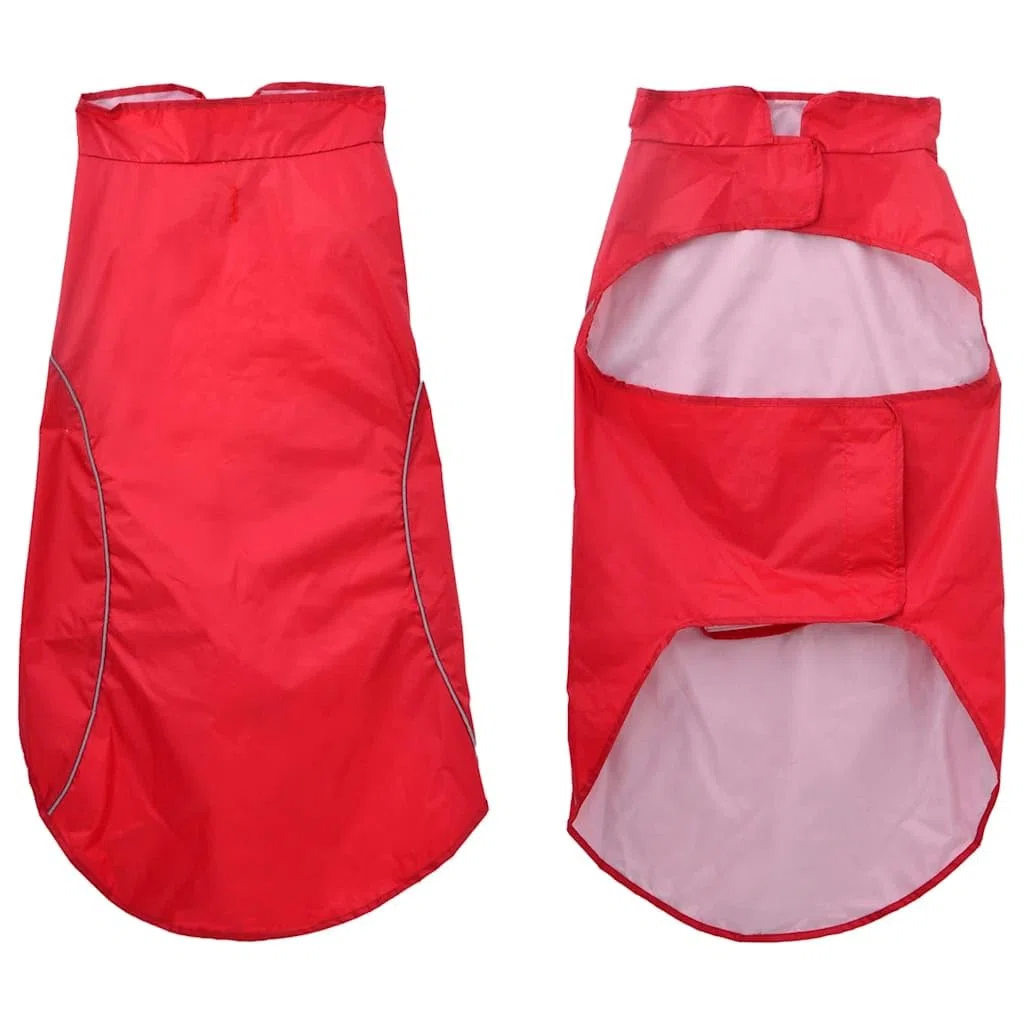 Chubasquero para perros con tiras reflectantes de poliéster, color rojo, talla 3XL, impermeable y resistente al viento, transpirable para invierno y otoño, con cierre de y orificio para el