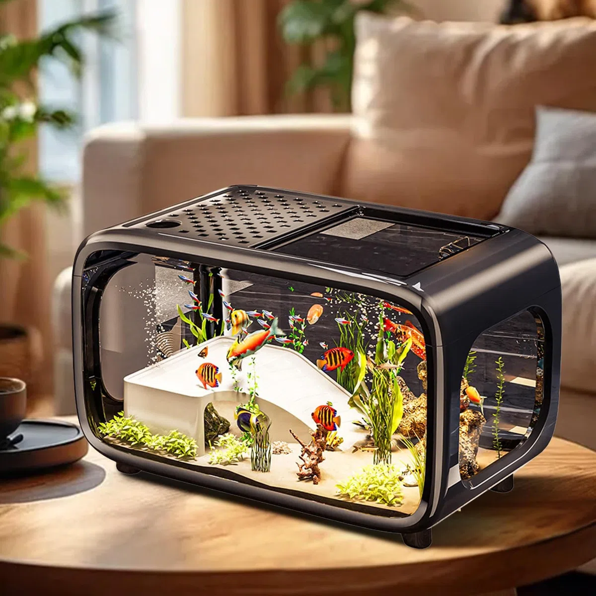 Pecera De Escritorio Cuenco Acrílico Transparente como Hábitat | Pecera Acuapaisajismo Acuario Para Betta, Caracoles, Camarones, Plantas Y Animales Acuáticos, Decoración De Escritorio