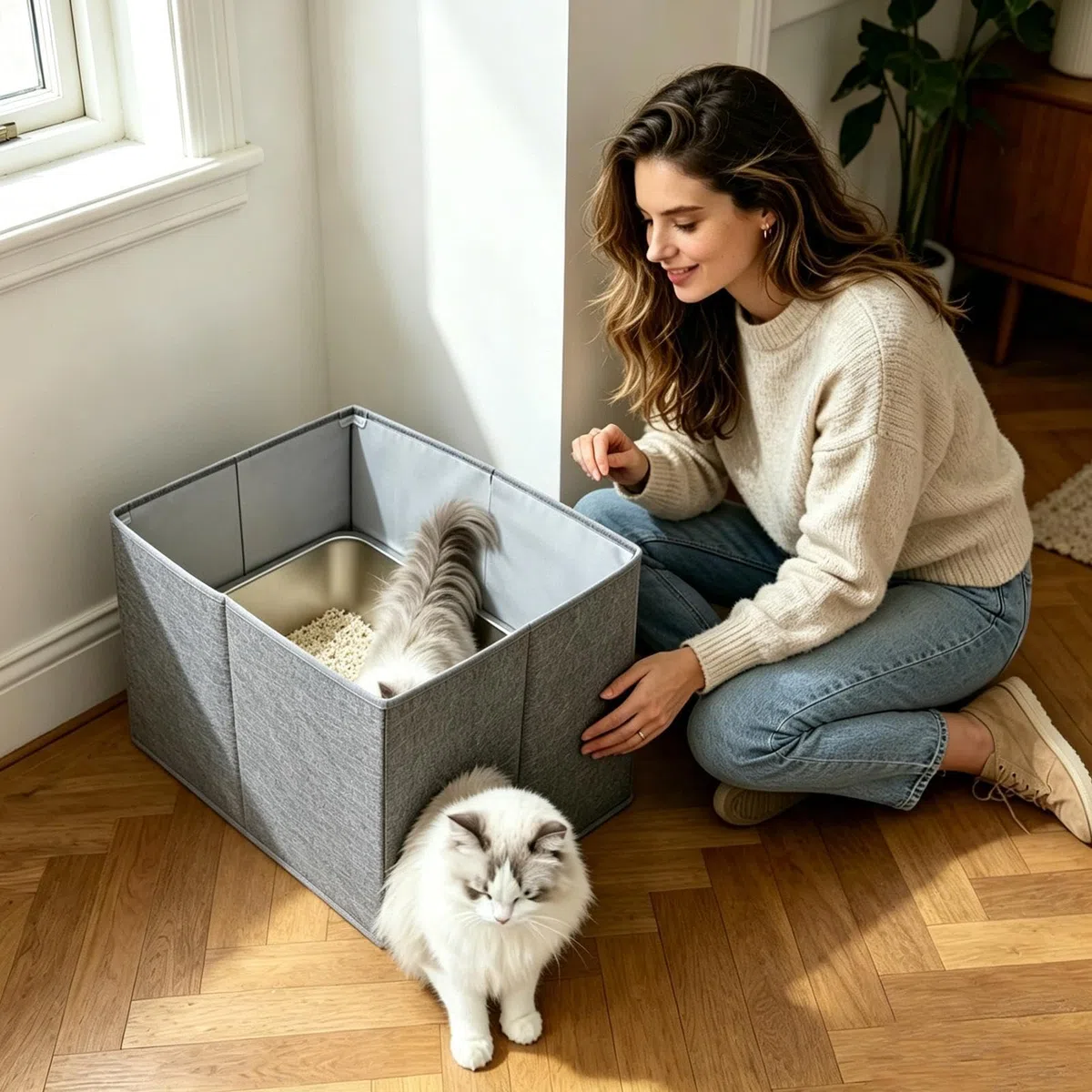 para Arenero de Gato Recinto Abierto con Laterales Altos Y Sin Tapa | Cubierta De Protección Para Arenero Para Garaje, Balcón, Apartamento, Rincón, Salón, Hogar E