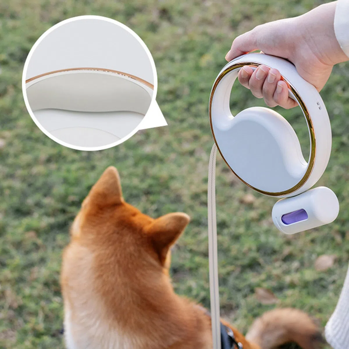 Correa retráctil para Mascotas, luz LED Segura, Cuerda automática para Caminar para Mascotas con dispensador de Bolsas de Basura para Perros y Gatos medianos y Grandes