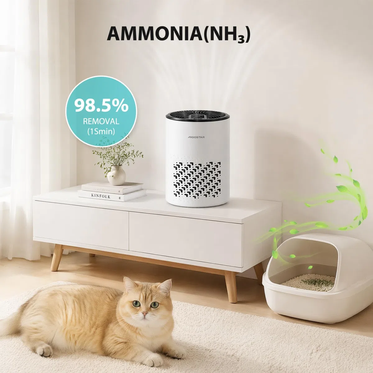 Nobleza Arenero Autolimpiable para Gatos SL01 - Caja de Arena Automática de 80L con Control por App, Ideal para Varios Gatos, Incluye 2 Rollos de Bolsas + Purificador de Aire HEPA, Blanco