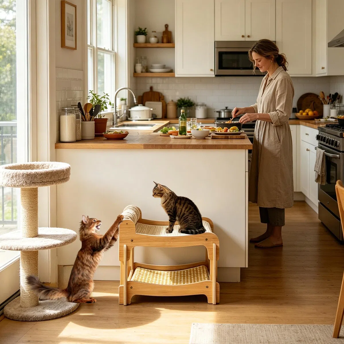 Camas Literas Apilables Para Gatos Hamaca lavable de madera transpirable 2 | Rascador Cama Litera para Mascotas Felinas En Hogar, Dormitorio, Apartamento, Habitación, Salón, Residencia, Piso