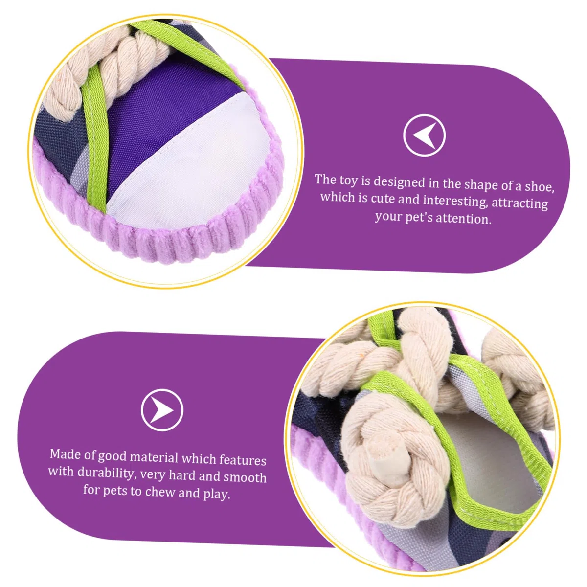 ifundom Juguete para Morder Forma de Zapato para Perros Medianos y Grandes, Chirriante y Fácil de Limpiar Cuerda de Algodón y Lona