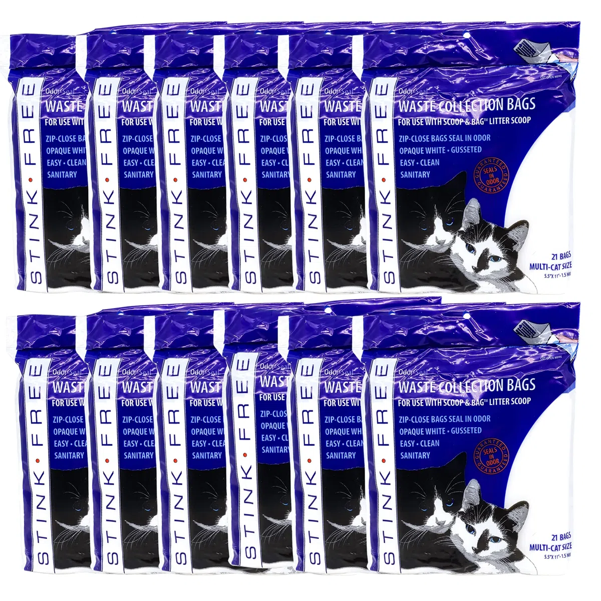 Odor-Seal Cat Litter Waste Collection Bags (fits Scoop&Bag) 12 Pkgs (252 Bags) by Stink Free