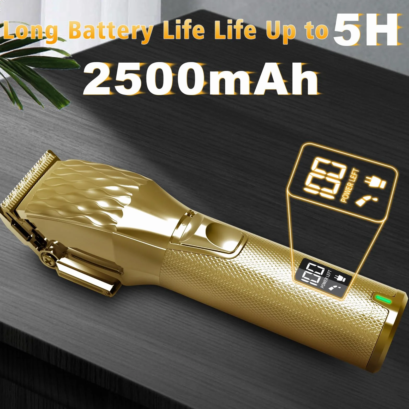 Cortapelos de caballos, kit de aseo inalámbrico con batería de 2500 mAh, máquina de corte corporal resistente de bajo ruido con pantalla LED para caballo, ganado, gato, perro con pelaje grueso