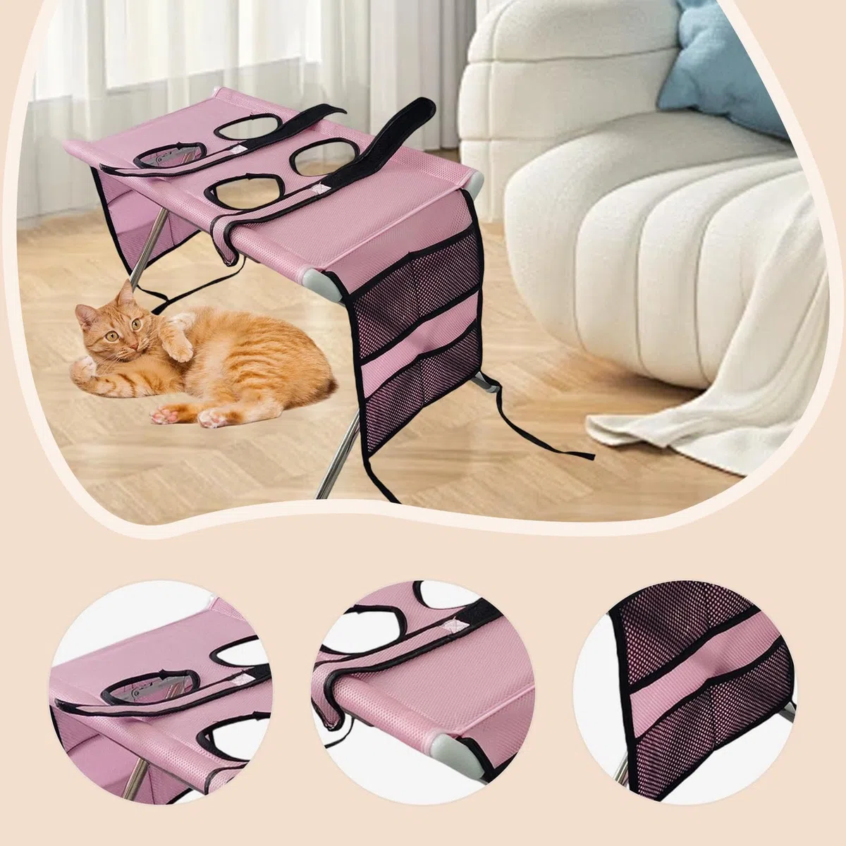 Mesa de Aseo para Mascotas con Correa Fuerte Y Estructura Plegable Portátil Mesa Auxiliar de Baño Y Recorte de Uñas para Gatos Perros Pequeños Animale