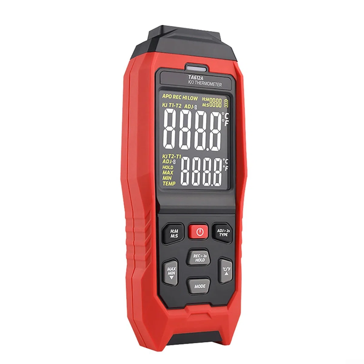 Termómetro, medidor de temperatura de termopar tipo K/J de un solo canal con carga de datos USB, alarma alta-baja, 9999 juegos de almacenamiento para pruebas industriales