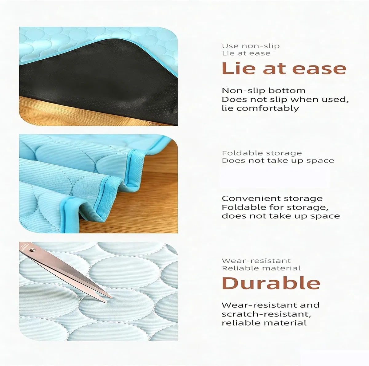 Alfombrilla de refrigeración para perros, portátil, lavable, con diseño antideslizante, alfombrilla de refrigeración transpirable para uso en interiores y exteriores, ideal para cama de gato de verano
