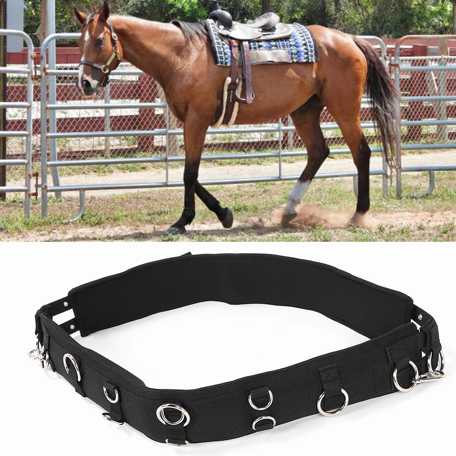 Pyhodi Cinchuelo de Entrenamiento para Caballos, Cinchuelo de Entrenamiento de Caballos de Cuero Profesional con Diseño Ajustable Cinchuelo de Entrenamiento, Cinchuelo de