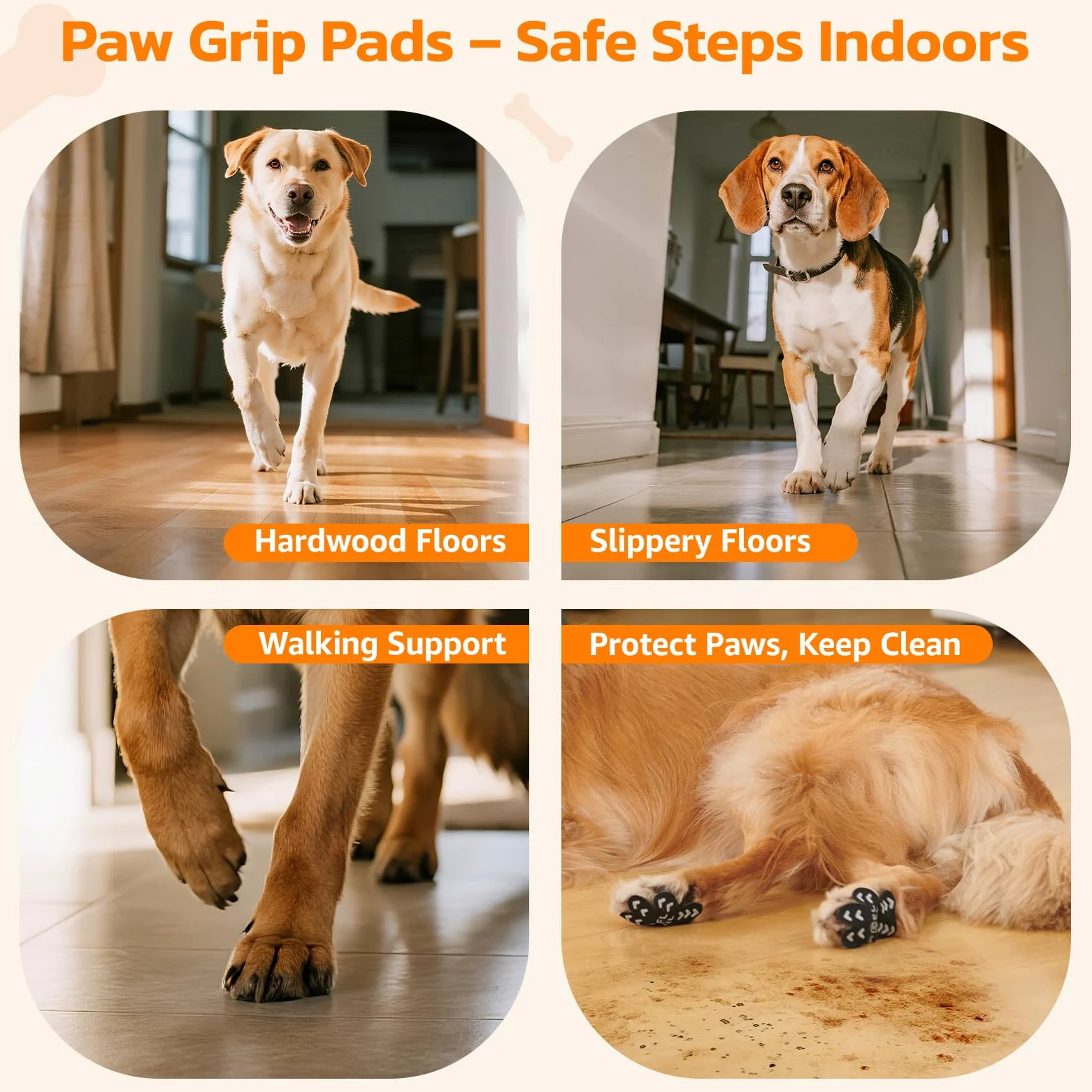 Almohadillas protectoras antideslizantes para patas de perro para perros mayores, calcomanías azules con fuerte tracción en suelos de madera dura, esenciales para perros, 12 juegos (48 piezas) XXL