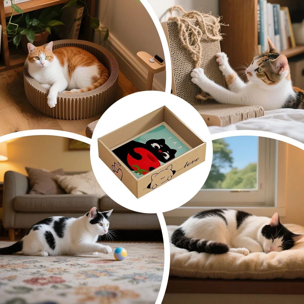 Tableros Rascador para Gatos de Interior Alfombrilla Rascadora Para Gatos | Juguete De Cartón Ondulado Antiarañazos Protección Muebles Bienestar Aburrimiento