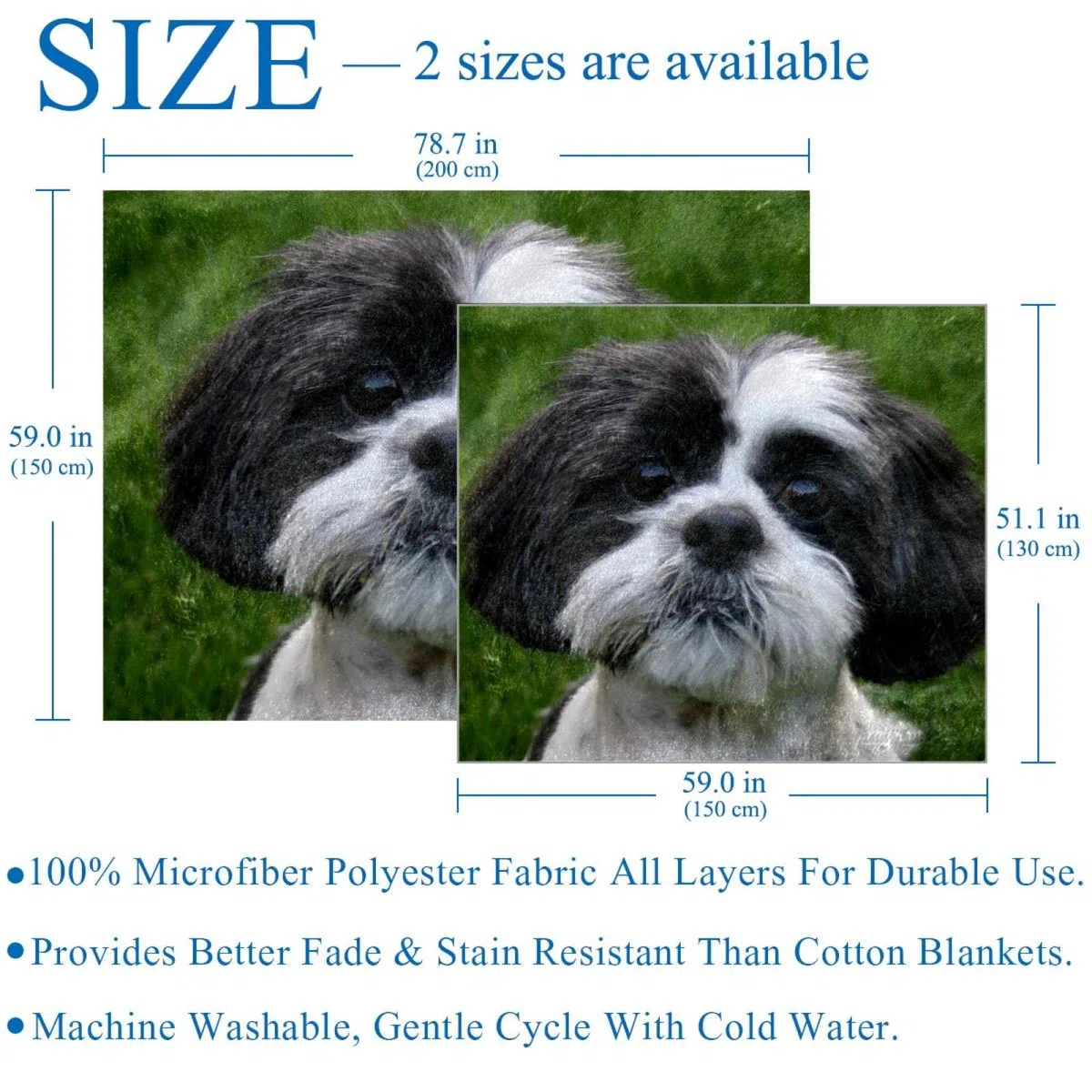 Manta de forro polar, súper suave, lujosa manta de cama Shih Tzu perro cachorro