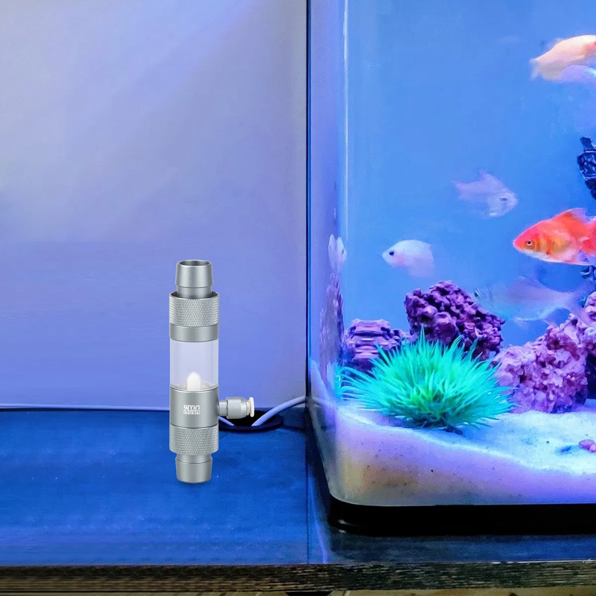 Difusor de CO2 para Acuario de Burbujas de Aluminio Y Acrílico con Ventana Transparente Diseño Compacto Y Conexión Rápida Adecuado, Wy500120