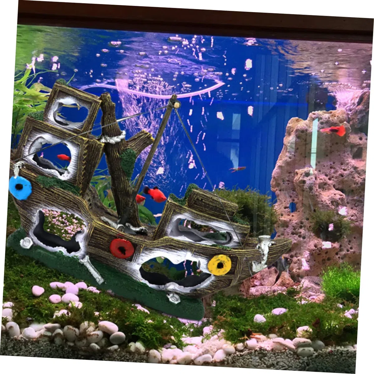 Acuario Decoración De Pecio De Barco Pirata Adorno para Acuarios Paisaje Marino Creativo Accesorio para Peces y Camarones