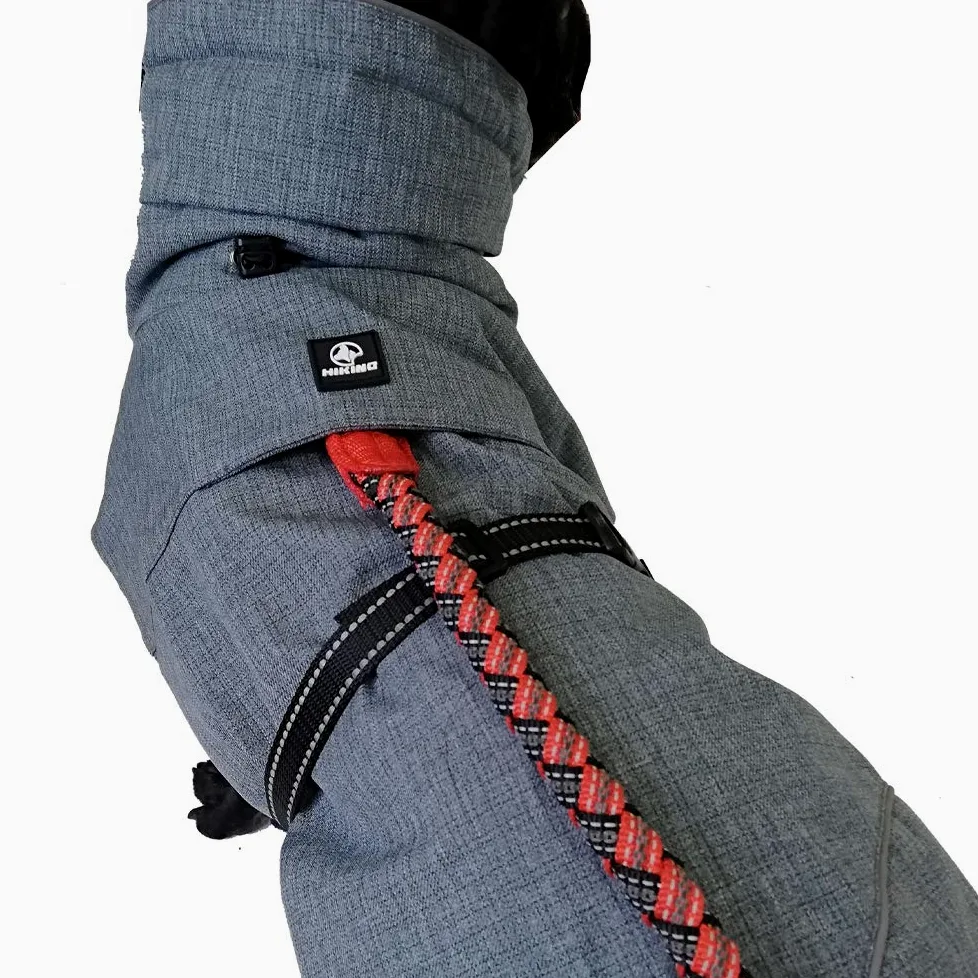 Abrigo de Senderismo para Perro Cross Impermeable para Perros, Abrigo Acolchado de Invierno, Forro termopilo, Gris Everest, Talla 50 cm - 380 g
