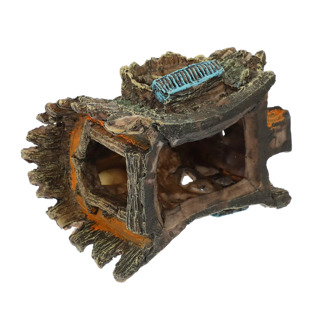 YARNOW 3 Piezas Decoración De Pecera Planta De Acuario Falsa Escondite Esponja Madera a La Helecho Neón Pegatina Flotante Decoraciones De Peceras Neto Cueva Casa Resina