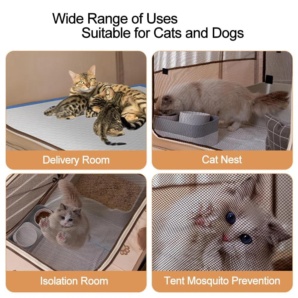 Parque plegable para mascotas, jaula portátil para cachorros, perros, gatitos, gatos, interiores y exteriores, valla de tienda de campaña para mascotas (XL, marrón)