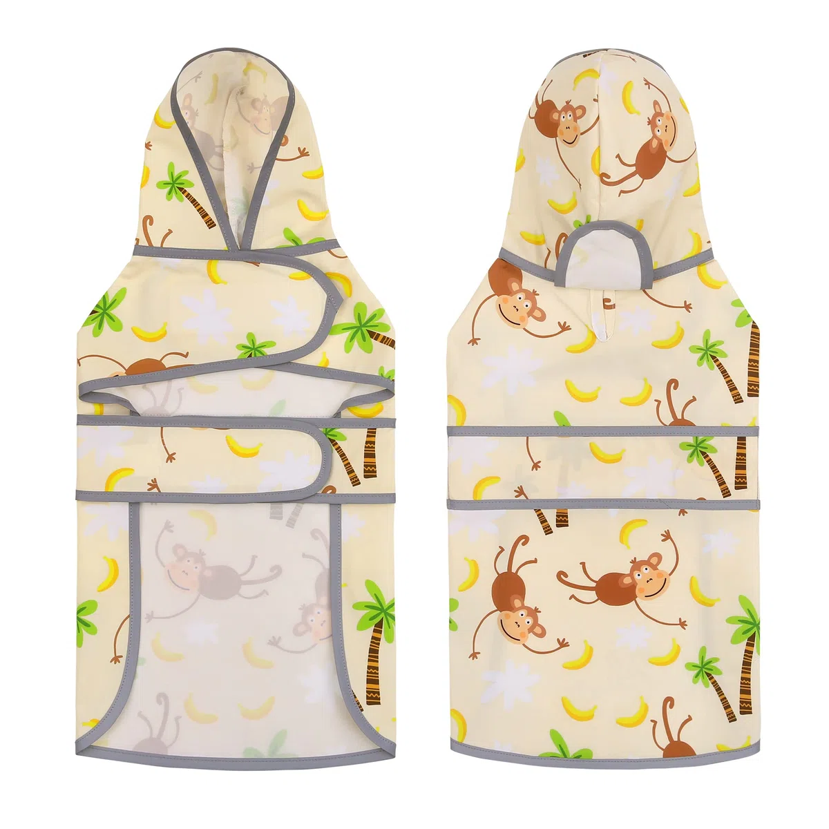 Chubasquero para Perros medianos, Impermeable, con Capucha, Tiras Reflectantes, Agujero para Correa y Poncho, Ajuste Ajustable (Mono, L)