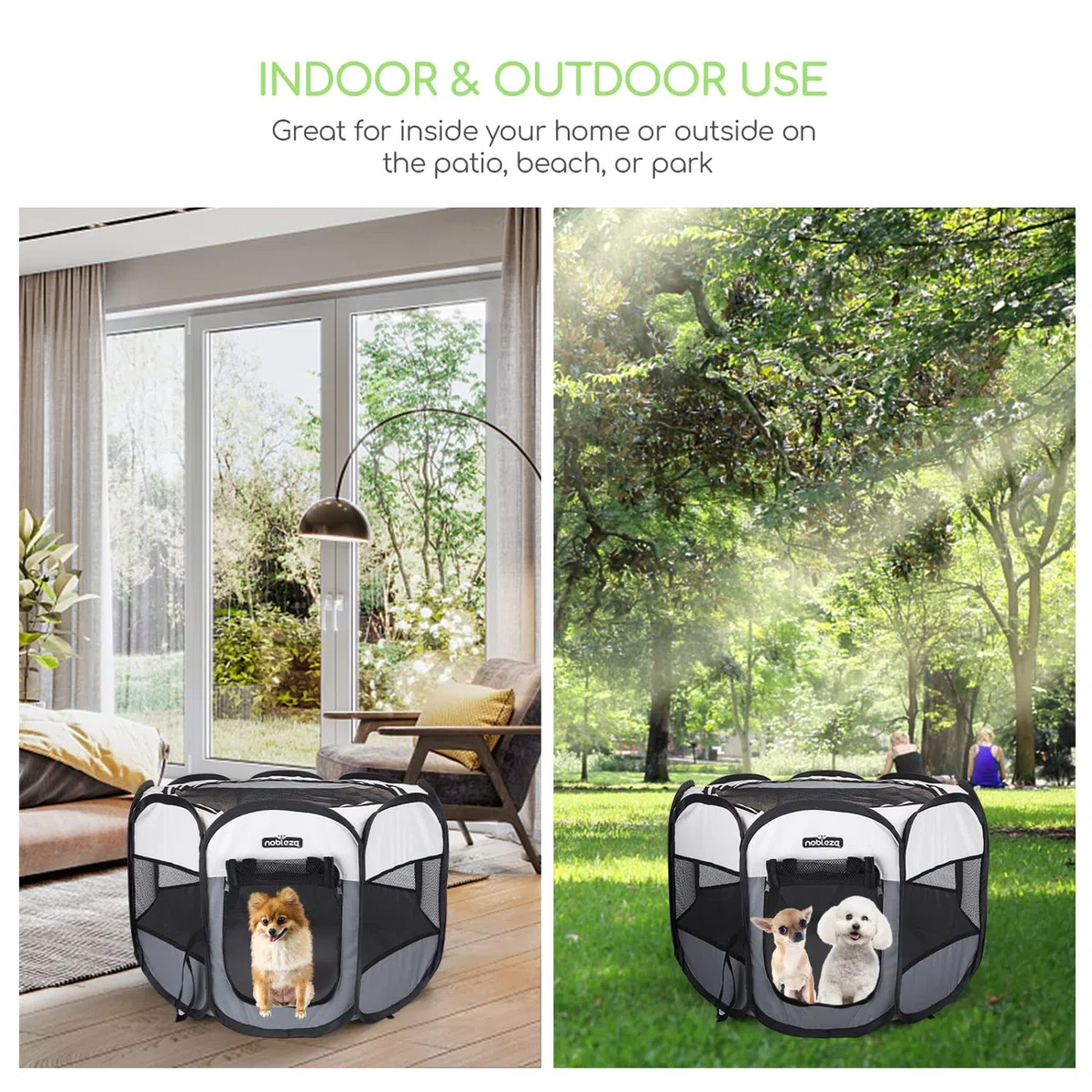 Nobleza - Parque Plegable para Perros, Impermeable Parque de Juego de Tela Oxford, Jaula Octagonal para Cachorros, Gatos, Perros, Conejos, 92x92x58cm