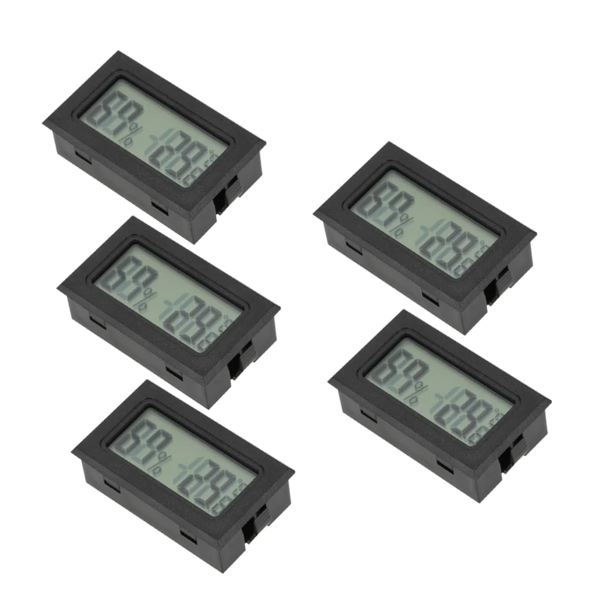 15piezas Digital Inalámbrico y Higrómetro Mini Medidor De y Para Reptiles Interiores y Exteriores Pack De Color Negro