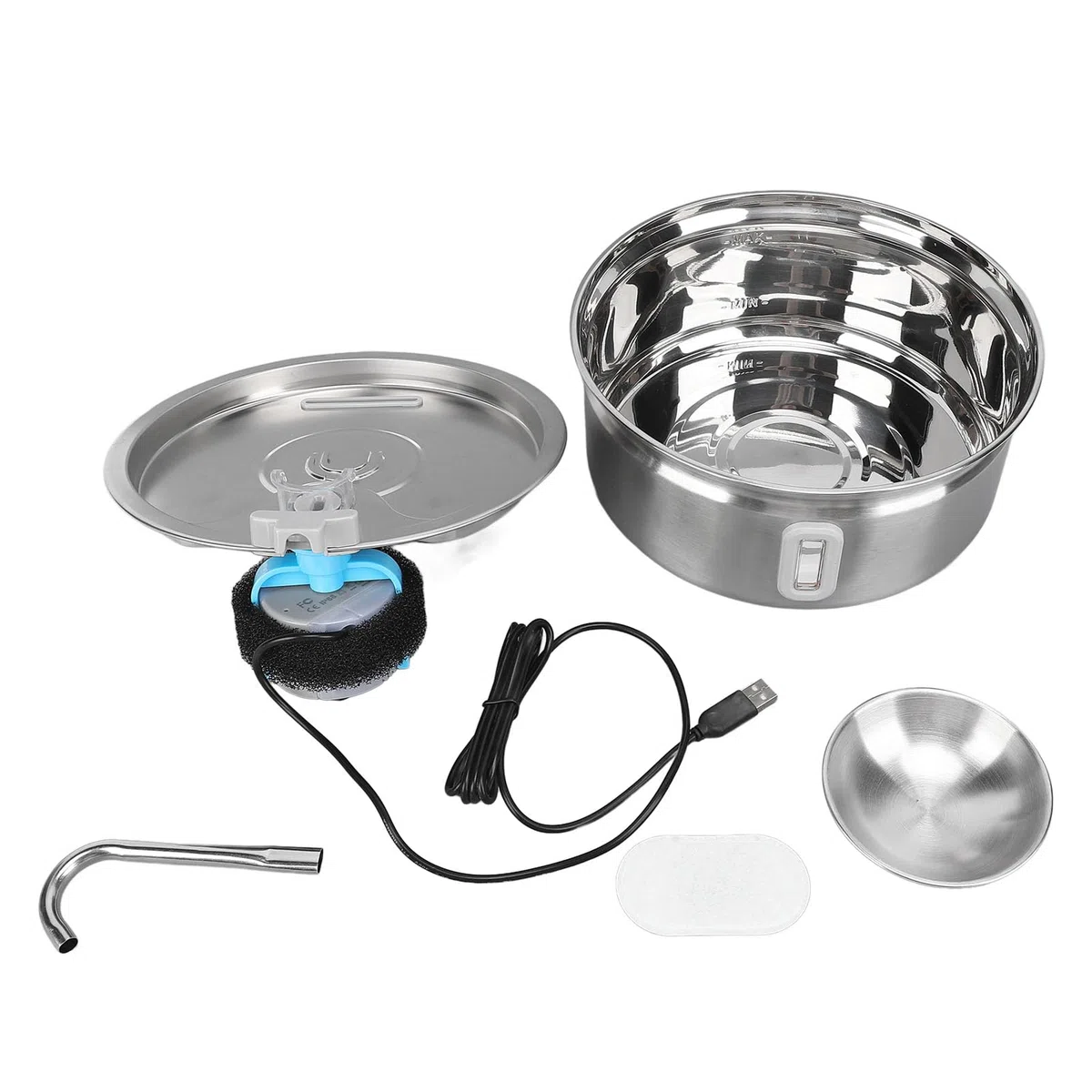 Fuente de Agua para Gatos de Acero Inoxidable, dispensador automático de Agua para Mascotas, Fuente de Agua para Perros de 3,2 L con circulación silenciosa y Ventana, para Gatos y