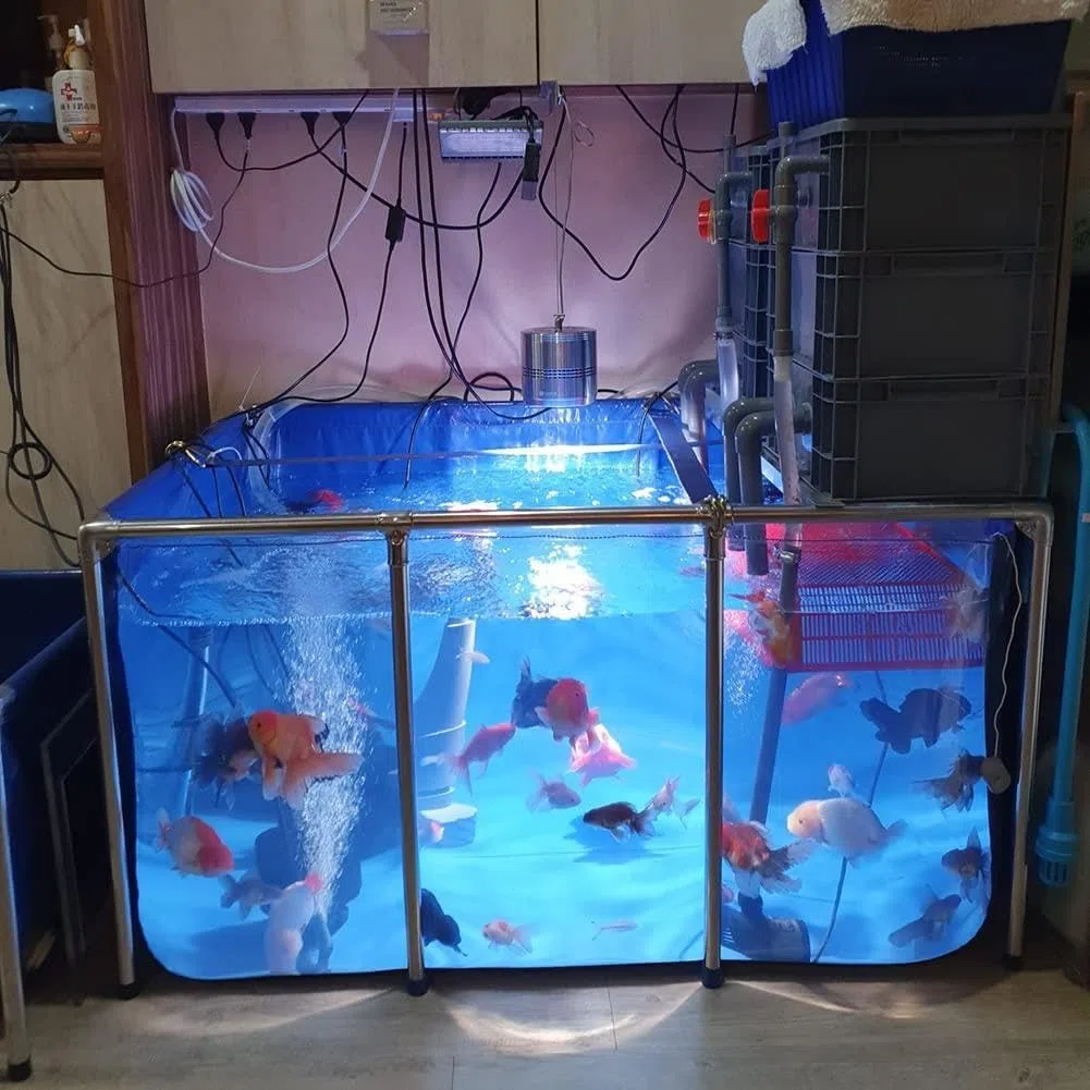 Acuario Grande De Lona De PVC, Piscina sobre El Suelo, Estanque De Piscina para Peces Y Mascotas Acuáticas, Marco De Acero, Ventana De Visualización Transparente,50x40x30cm