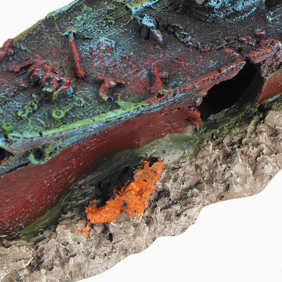 Barco de naufragio de Resina, Barco de Guerra hundido, pecera, Adorno de Acuario, decoración de Cueva, Material no Resina con múltiples Agujeros para Que los Peces se escondan,