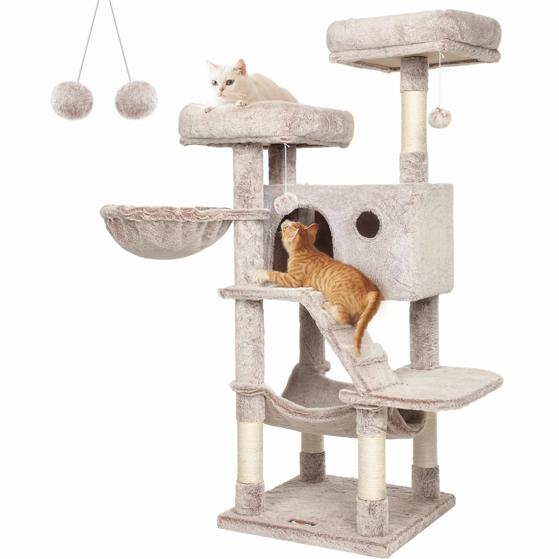 Feandrea Árbol de Gatos, Torre de Gatos Grande, Marrón y Blanco Ombré PCT162M01
