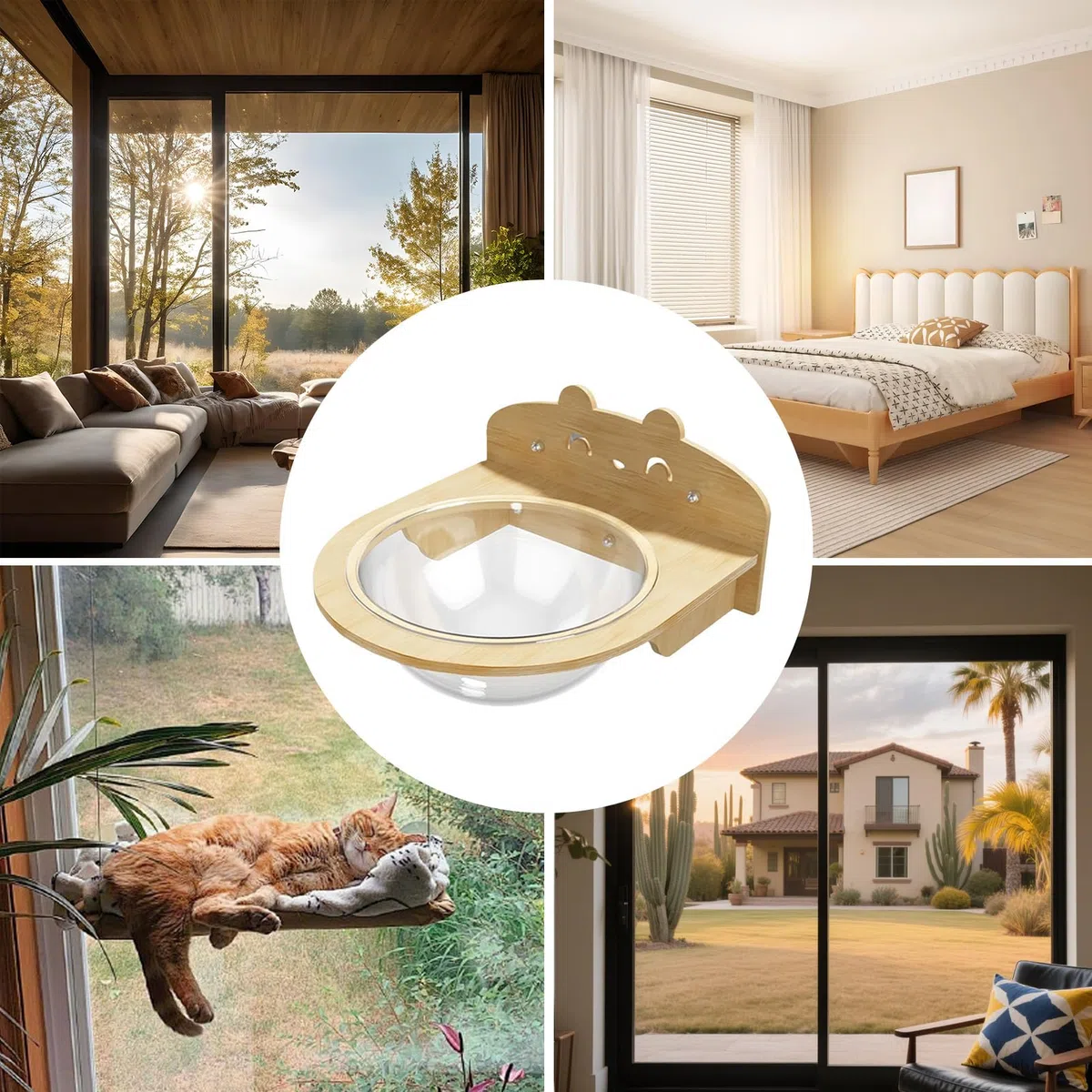 Asiento De Ventana Para Gatos Ahorro Espacio Para Escalada | Hamaca Ventana Gatos Con Ventosas Balcones Salones Dormitorios Estudio Cocinas Terrazas Acristaladas