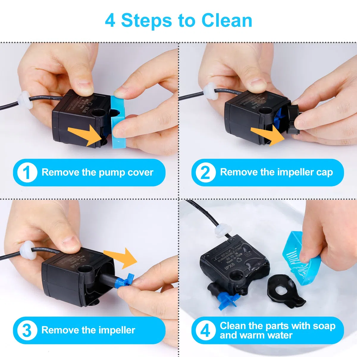 SP-400LV Bomba de fuente de agua para gatos y perros con ojales, bomba de repuesto USB para fuentes de consumo de mascotas compatible con mariposa, 1/2 galón, 1 galón, 2 galones