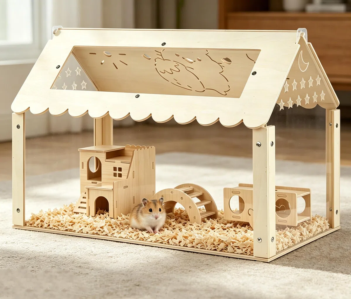 Jaula para hámster, jaula grande de metal apilable con acceso superior, fácil de montar, jaula de hámster sirio con ventana acrílica y parte superior que se puede abrir, 60 x 40 x 40 cm, tanque de