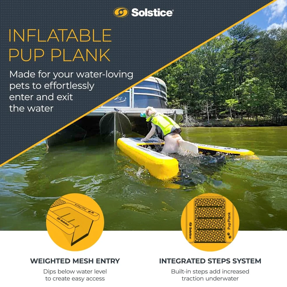 Solstice Tablón Inflable para Cachorros, rampa de Agua para Perros para Barcos y muelles, tamaño Mini, Capacidad de 30 Libras, Plataforma Flotante para Mascotas para Lago, río, Playa y Piscina