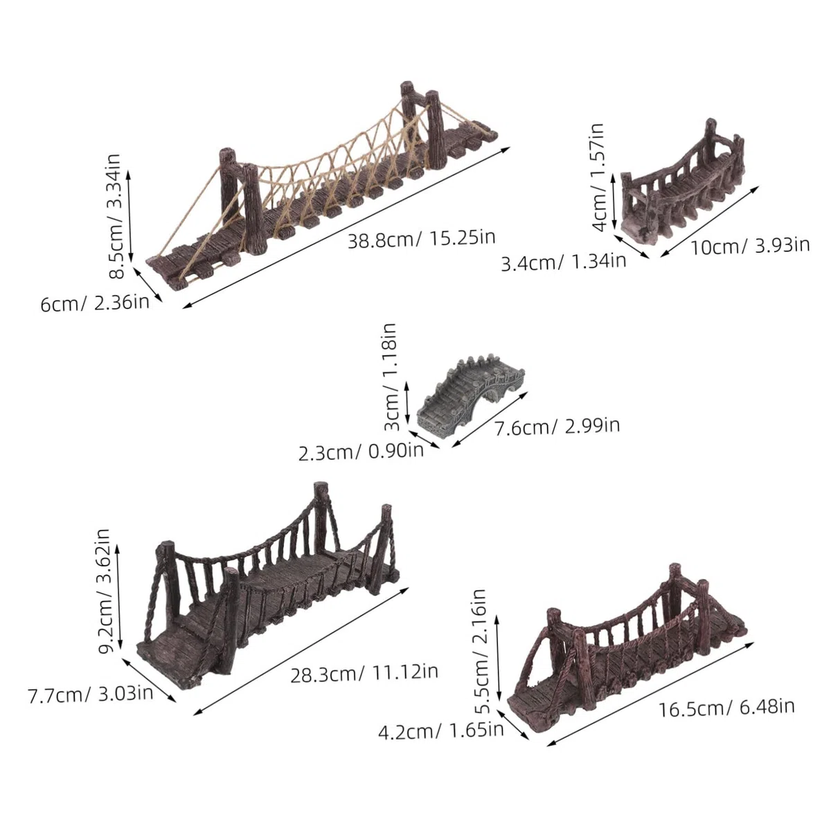 TOYANDONA 5 Piezas Mini Puentes de Jardín de Hadas para Acuario Figuras de Resina Resistentes al Agua Decoración Detallada para Paisaje de Pecera Accesorios Versátiles para Terrarios y Mini